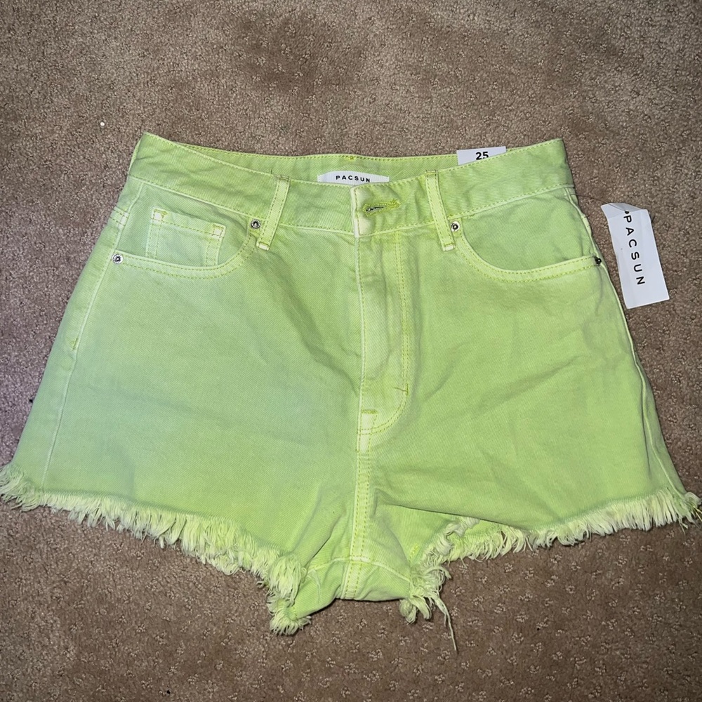 Lime Green Pacsun Festival Jean Shorts